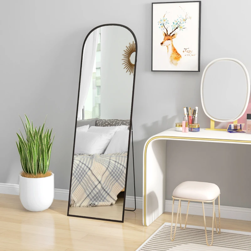 HOMCOM Lustro stojące całociałowe duże lustro, nowoczesny design, 50 cm x 1,5 cm x 161,5 cm, Czarne