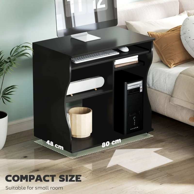 HOMCOM Biurko komputerowe z kółkami, płyta BP, czarne