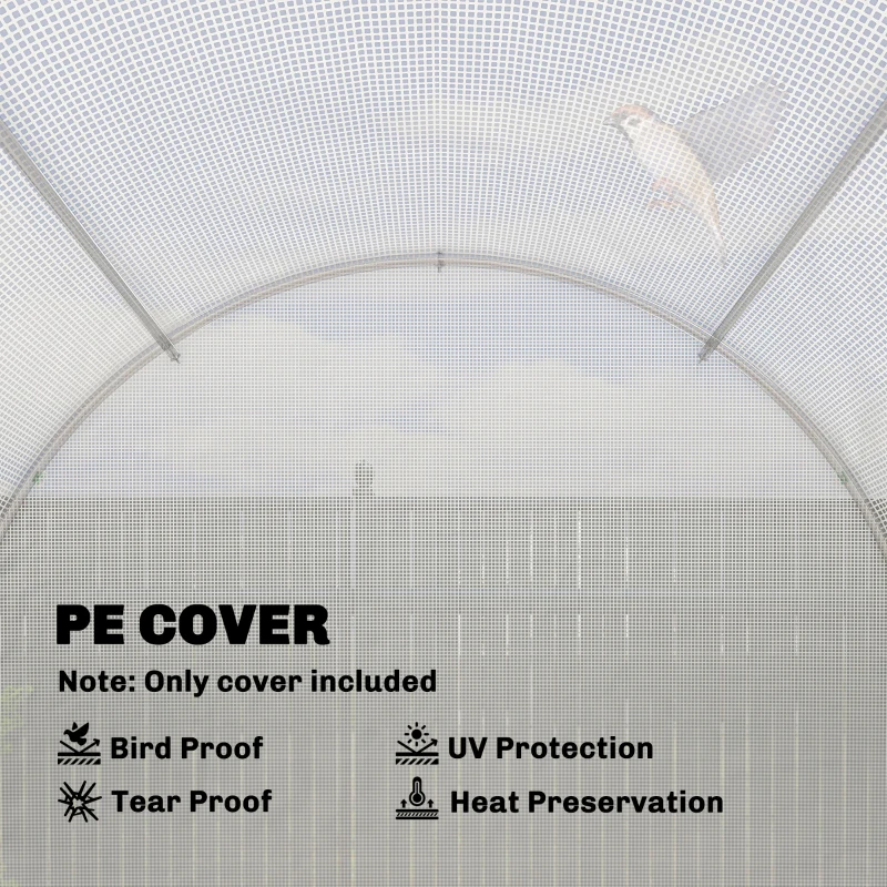 Outsunny Folia szklarniowa 4 x 2 m, wodoodporna folia ogrodowa z drzwiami, 8 okien, ochrona UV, odporna na rozdarcia, polietylen, biała