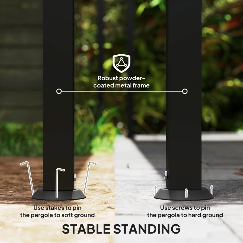 Outsunny Pergola 3 x 2,5 m, montowana do ściany, pawilon ogrodowy z metalową ramą, otwory odprowadzające wodę, zadaszenie przeciwsłoneczne, kremowobiały