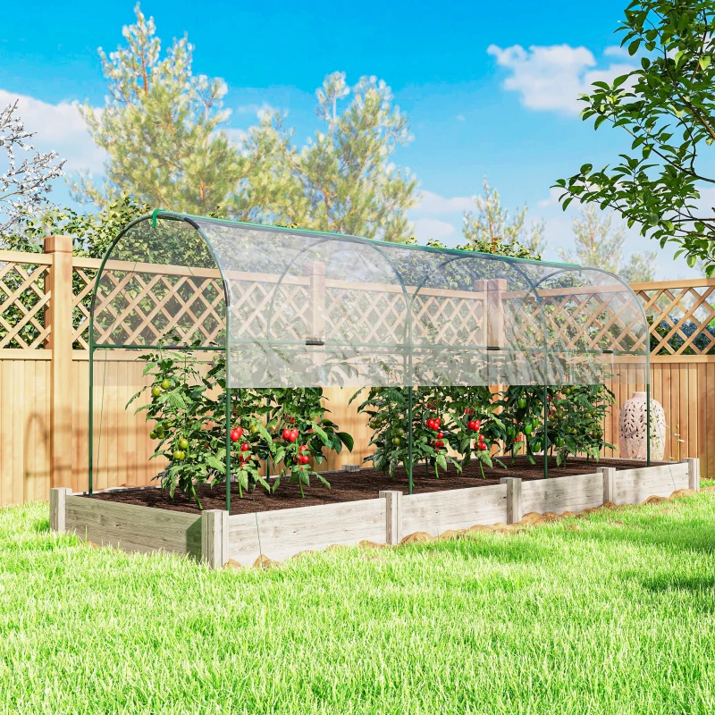 Outsunny Tunnel Tomato Greenhouse with 4 Hoops and Top Tap, Pointed Bottom and Guy Ropes, 400 x 120 x 170 cm, Clear