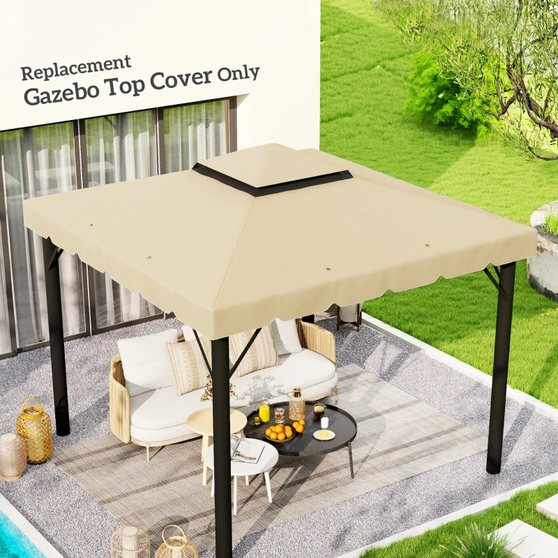 Outsunny Replacement canopy for pavilion gazebo tent replacement roof garden gazebo polyester fabric 3 x 3 m beige