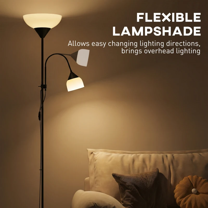 HOMCOM Lampa stojąca w stylu matka-dziecko, wysoka, z regulowanym ramieniem i 3 temperaturami barw, czarna