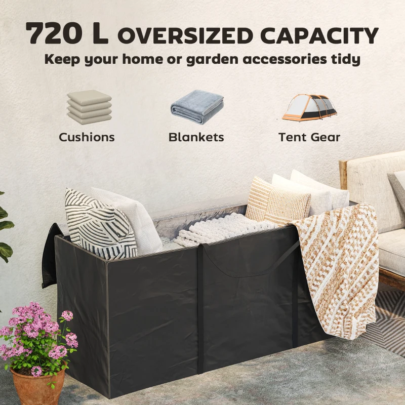 Outsunny 720 L Waterproof Garden Cushion Storage Bag - Black