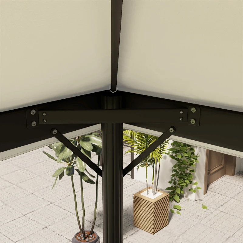 Outsunny Gazebo Canopy Replacement, 2-Tier UPF30+ Protection, Drainage Holes, 4 x 3 m, cream