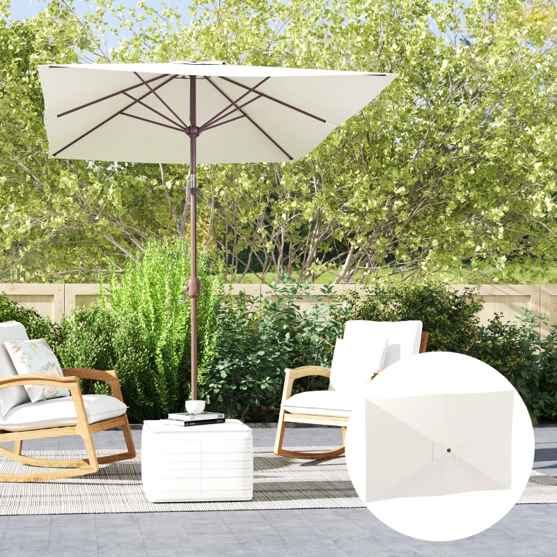 Outsunny Osłona Parasola Ogrodowego 2 x 3 m 6 Wsporników UV50+ & Wodoodporna Pokrycie Zastępcze na Taras