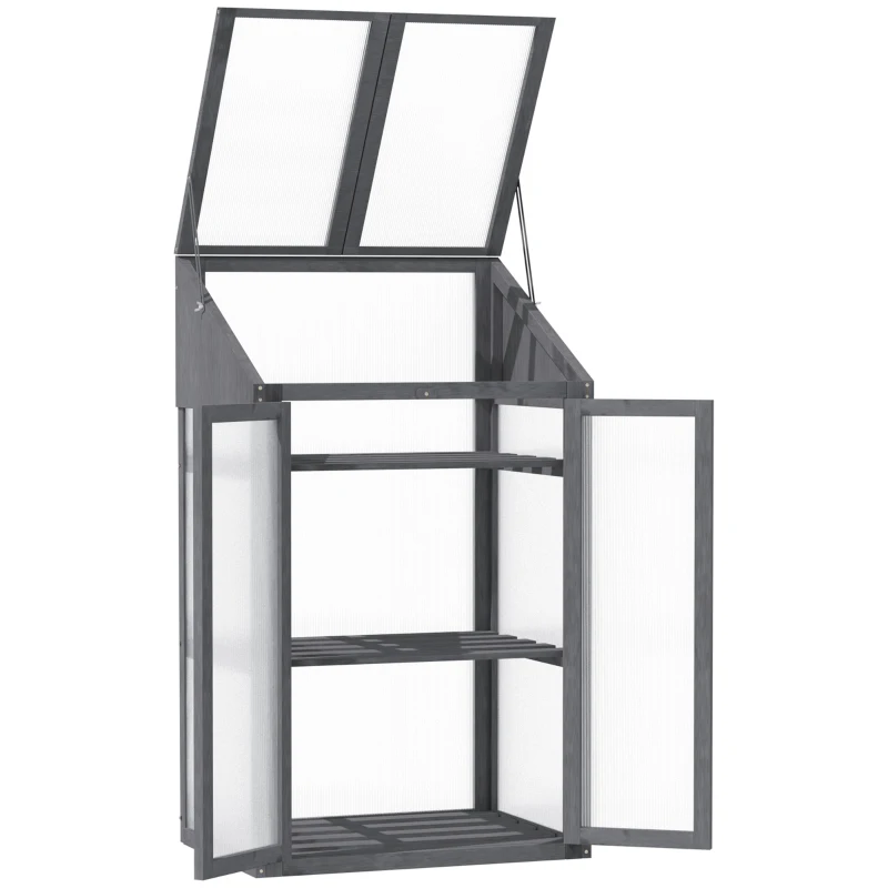 Mini szklarnia drewniana 70x50x120 cm, szare, wczesne siewy