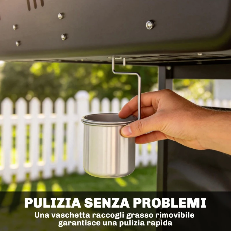 Outsunny Barbecue a Gas con 2 Bruciatori, Tavolini Laterali e Vassoio Raccogli Grassi, Nero.