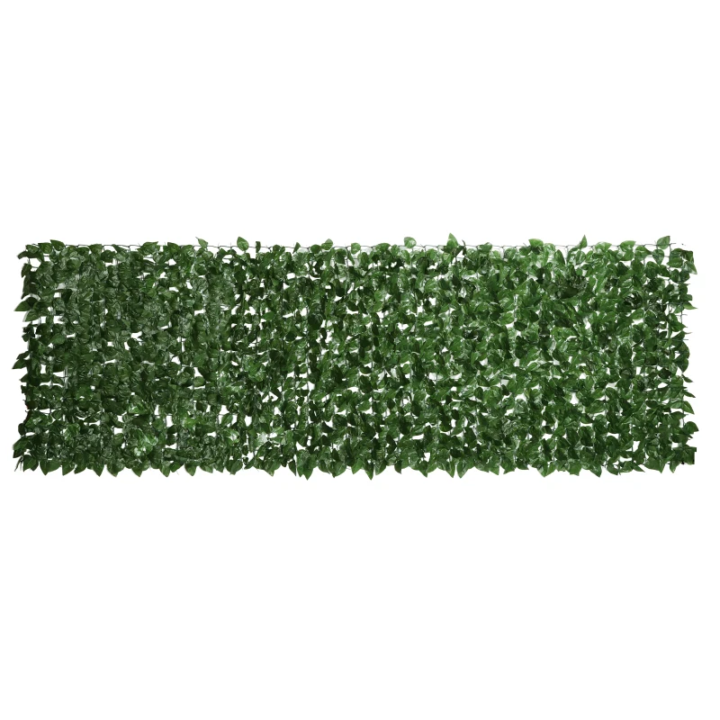 Outsunny Artificial Hedge Privacy Screen Decorative Roll 3L x 1H m Realistic Beech Foliage UV-resistant, Silk Leaves, Dark Green