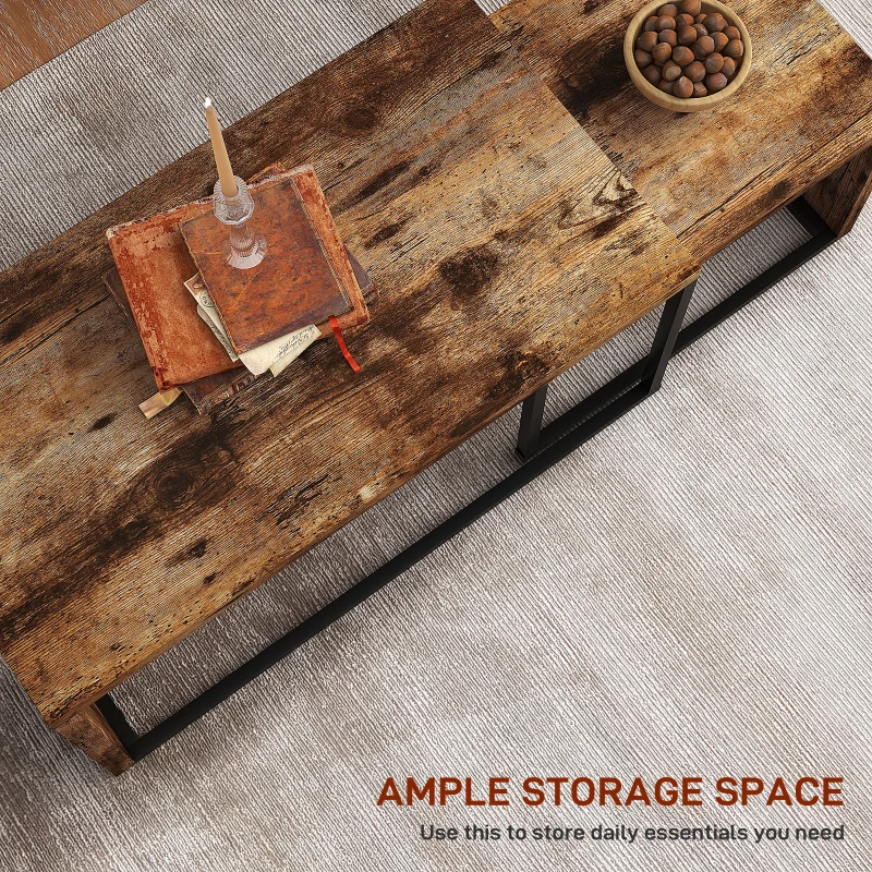 HOMCOM Nesting Coffee Table Set of 2, Industrial Stacking Side End Tables with Metal Frame for Living Room, Bedroom, Rustic Brown