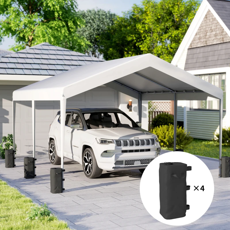 Outsunny Set of 4 Heavy Duty Gazebo Weights Bags, 500D Sand Weights with Carry Handles for Garden Marquee, Parasol, Black