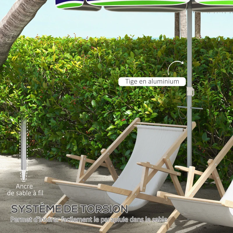 Outsunny Beach Parasol Round Tilting Outdoor Parasol Adjustable Height UV40 Carry Bag Included