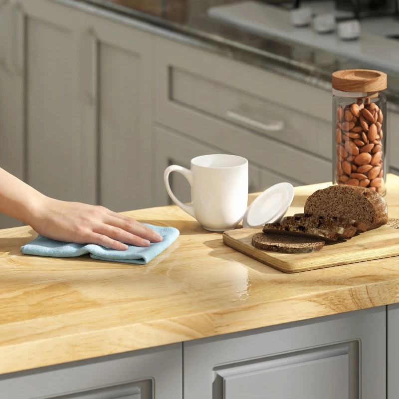 HOMCOM Kitchen Island on Wheels, Rolling Kitchen Storage Trolley with Drop Leaf, Drawers, Towel and Spice Rack, Grey