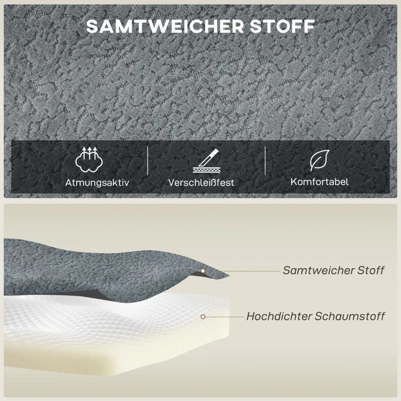 HOMCOM Modulares Ecksofa, U-Form Sofa mit breitem und tiefem Sitz, 2 Hocker, dunkelgrau