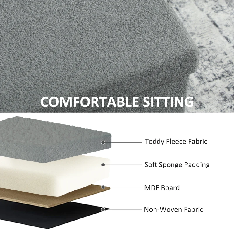 HOMCOM Stołek do Przechowywania, Tapicerowana Ławka z Miejscem do Przechowywania i Pokrywą dla Salonu, Sypialni, Korytarza, Ciemnoszary