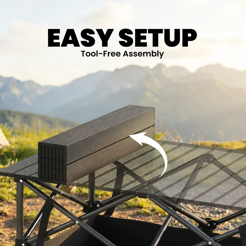 Outsunny Składany, zwijany stół piknikowy, przenośny stół kempingowy z siatką i torbą transportową, na zewnątrz, czarny