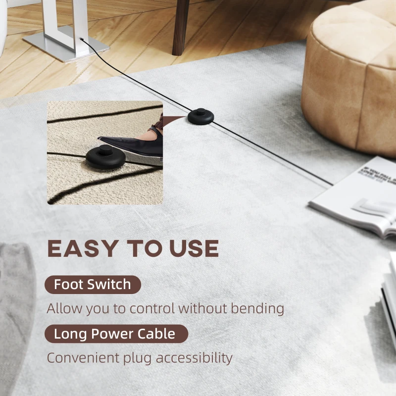 HOMCOM LED Floor Lamp, 150 cm Dimmable Standing Lamp with Linen Shade and Foot Switch, Modern Minimalist Tall Night Light with Metal Base for Living Room, Bedroom, Office, White