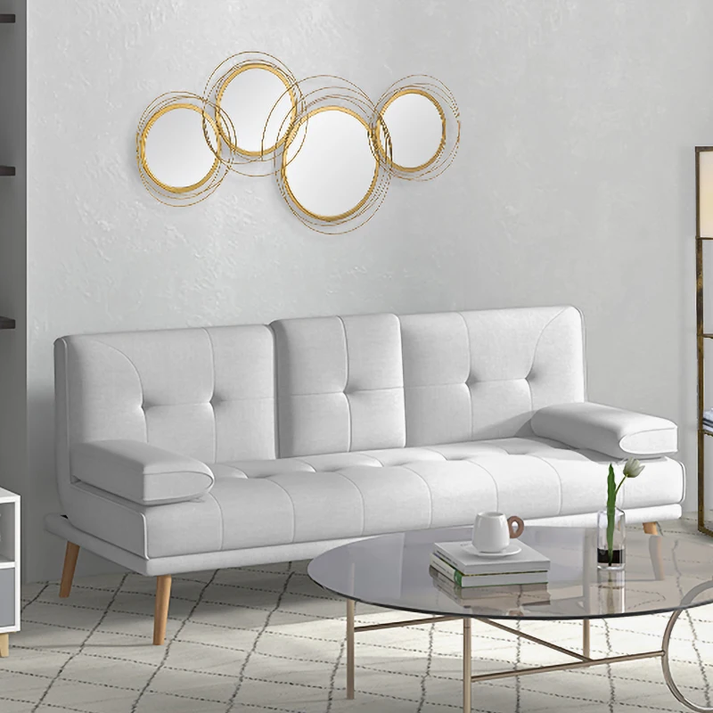 HOMCOM Metal Wall Mirrors, 107cm Modern Decorative Gold Mirror Decor Hanging, Home Wall Sculptures for Living Room Bedroom Dining Room
