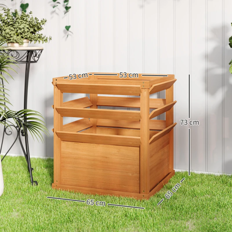 Outsunny Planter with trellis, open-bottom raised garden bed, wooden flower box 65 x 65 x 73 cm, light brown