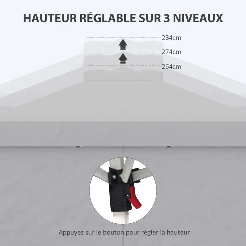 Outsunny Pop-up Folding Party Gazebo 3 x 3 Adjustable Height with Sidewalls, Vents, Windows and Wheeled Carry Bag