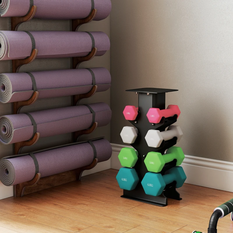 SPORTNOW Hex Dumbbells Set with Dumbbell Rack, Hand Weights for Home Gym Strength Training, 2 x 1kg, 2 x 2kg, 2 x 3kg, 2 x 4kg