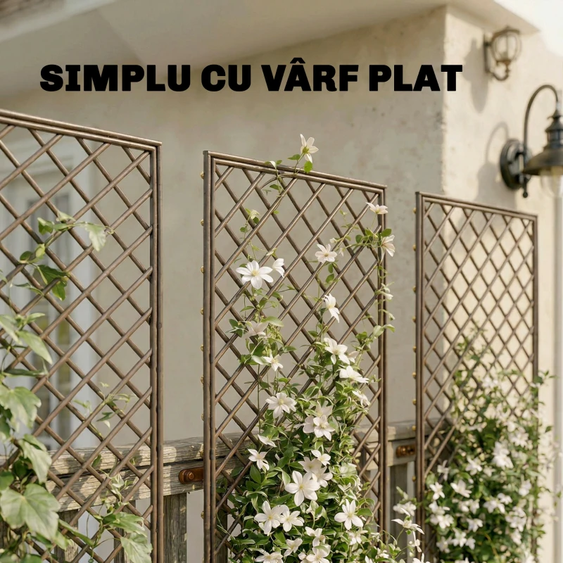 Outsunny Grilaj de Grădină, Pergolă cu Răchită de 8mm, Partea Superioară Plată, Finisaj Natural