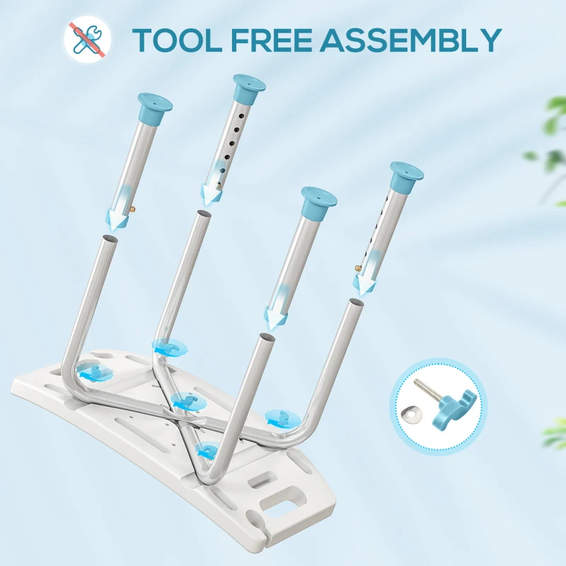 HOMCOM Shower Chair, Adjustable Height Shower Stool with Aluminium Frame and Non-Slip Feet, Bathtub Stool Seat with Padded Seat for Elderly Disabled Handicap, Turquoise