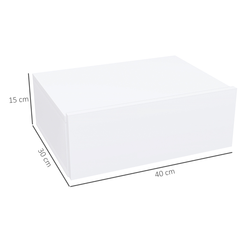 HOMCOM Noptier Suspendat Modern cu Sertar, din Lemn, 40x30x15 cm, Alb