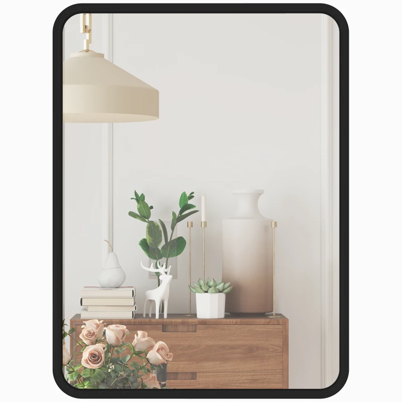 HOMCOM Rectangular Wall Mirror with HD Glass - Black