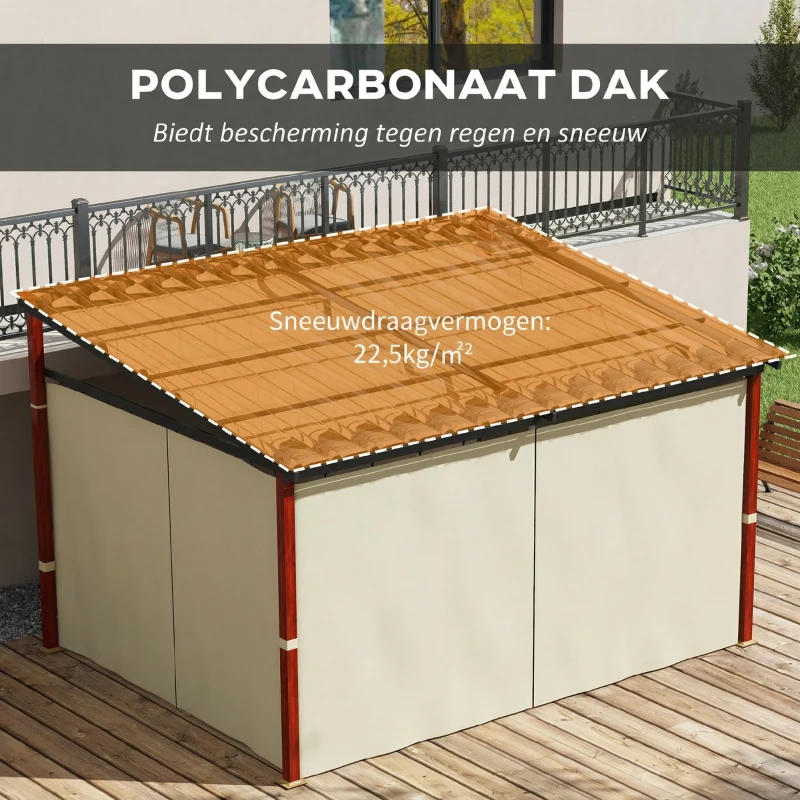 Outsunny Verstelbare Tuinprieel, Weerbestendig, Inclusief Bevestigingsmateriaal, Beige