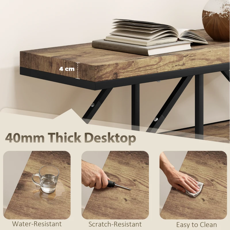 HOMCOM 4-Tier Industrial Console Table - Rustic Brown