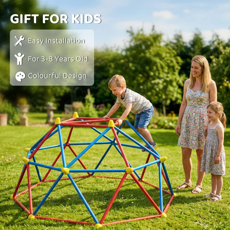Outsunny 6 FT Toddler Outdoor Climbing Frame, with Rust and UV-Resistant Steel, for 1-4 Kids Ages 3-8 Years - Multicoloured