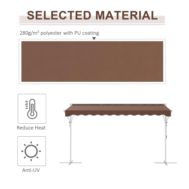 Outsunny Samodzielna markiza, regulowany kąt nachylenia, korbka, stelaż metalowy, odporny na warunki atmosferyczne, 4x3m, Krem