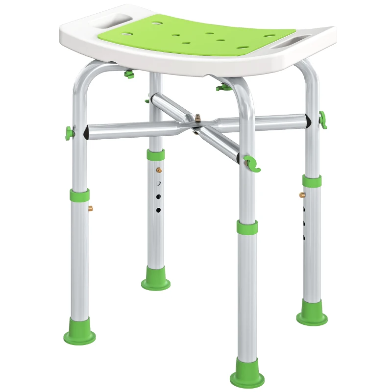 HOMCOM 44-51.5cm Aluminium Frame Shower/Bath Stool - Green