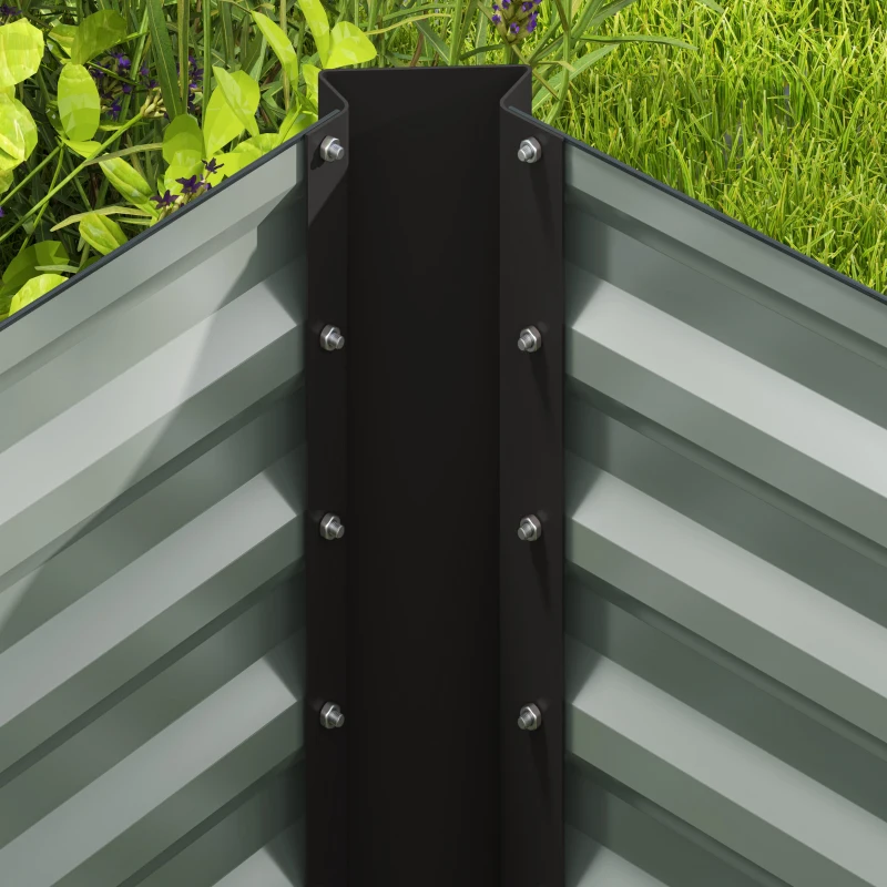 Outsunny Set of 2 Square Raised Garden Beds Galvanized Steel Frame Open Bottom 120 x 60 x 60 cm Dark Gray