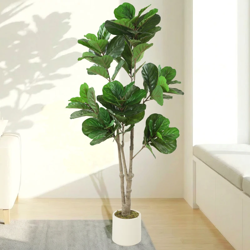 HOMCOM 180cm Artificial Fiddle Leaf Fig Tree - Green