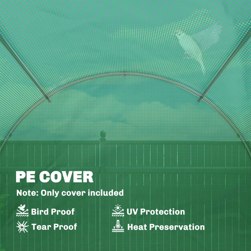 Outsunny Folia do szklarni 4 x 2 m, wodoodporna folia ogrodowa z drzwiami, 8 okien, ochrona UV, odporna na rozdarcia, polietylen zielony