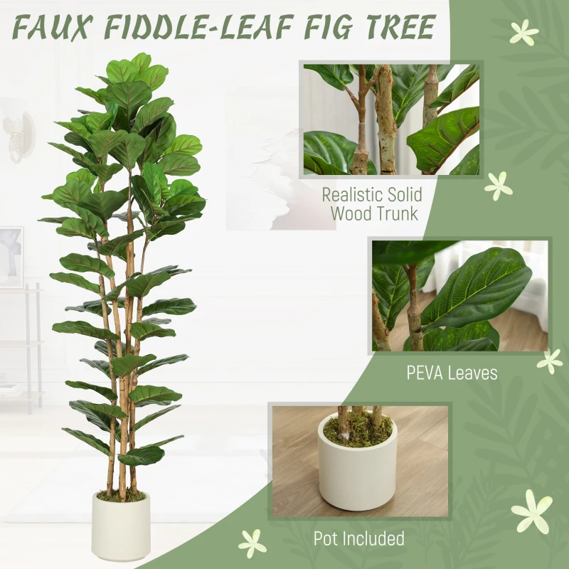 HOMCOM 180cm Artificial Fiddle Leaf Fig Tree - Green