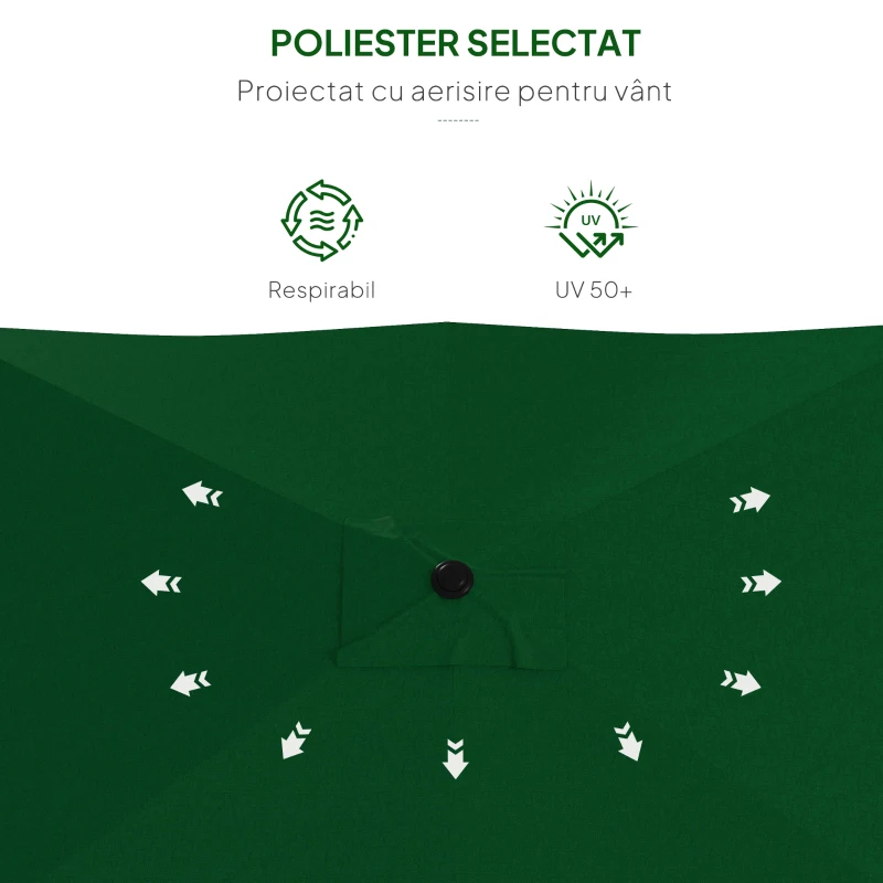 Outsunny Ombrellone da Giardino 2x3m Inclinabile e Apertura a Manovella Grigio