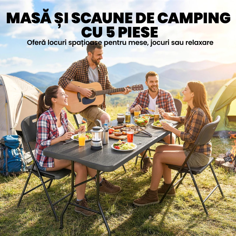 Outsunny măsuțe pentru plajă ușoare mobilier de camping bucătărie plastic pop pliabil pentru banchete