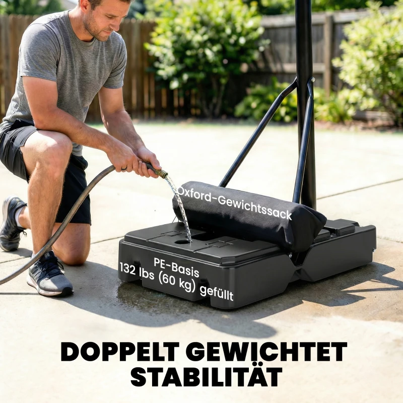 SPORTNOW Basketballkorb Outdoor 235-305cm schnell Höhenverstellbar, mit 110x70cm bruchsichere Rückwand 2 Rädern & Gewichtssack