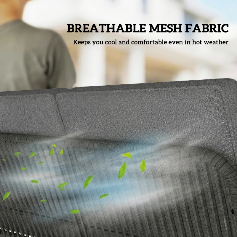 Outsunny 2-Seater Rattan Swing Chair, Outdoor Garden Hanging Swing Seat with Stand, Adjustable Canopy and Soft Cushions