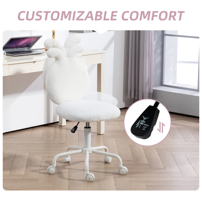 HOMCOM Fotel biurowy z regulacją, uszy króliczka, welur