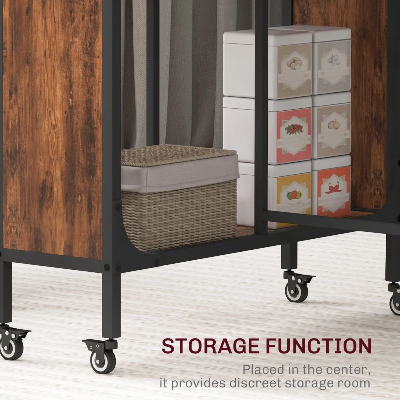 Stół składany dla 6 osób, mobilny, z półką, jasnobrązowy