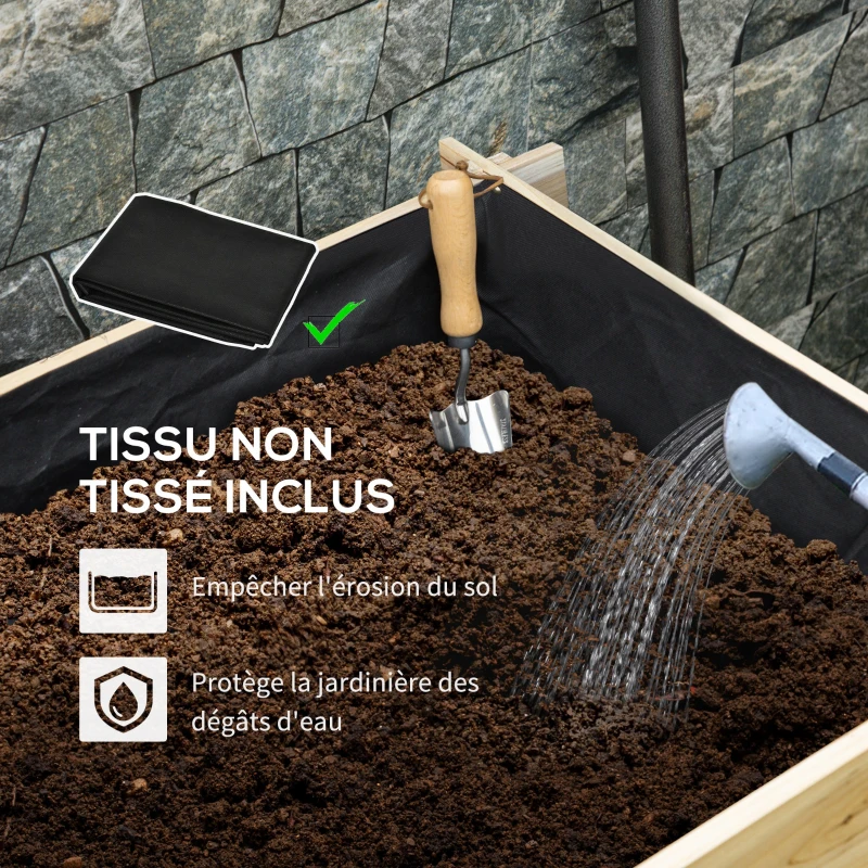 Outsunny Solid Wood Garden Planter Box, 3-Tier Stepped Raised Planter, 93 x 93 x 35 cm, Natural Wood Effect