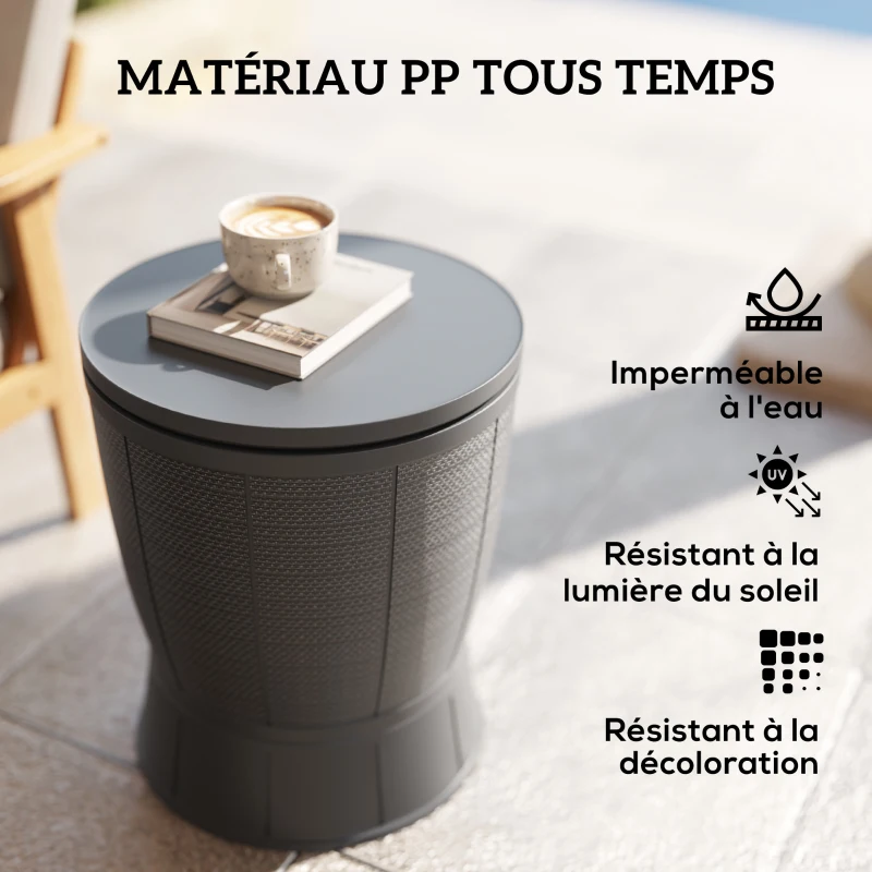 Outsunny 3-in-1 Cooler Table, Cocktail Table with Ice Bucket, Telescopic Top for Garden, Ø 49 x 58-84 cm, gray