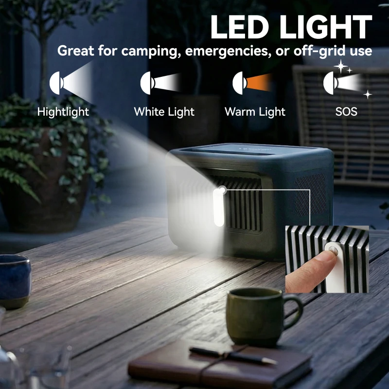 HOMCOM Portable Power Station with LiFePO4 Battery, 1.5H Fast Charge, Camping Power Pack with 600W AC/USB-A & USB-C Output