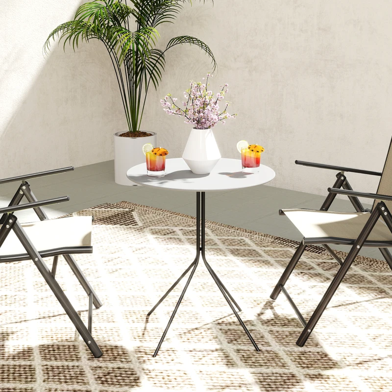 Outsunny Round Garden Table Ø 60 cm, Steel Frame Patio Table for Indoor & Outdoor, Dark Gray