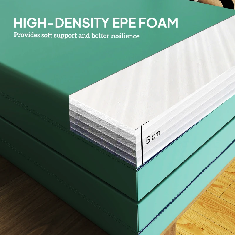 SPORTNOW Mata treningowa składana mata fitness z uchwytem do jogi, fitnessu, odporna na wodę, 180 x 60 x 5 cm, zielony+fioletowy