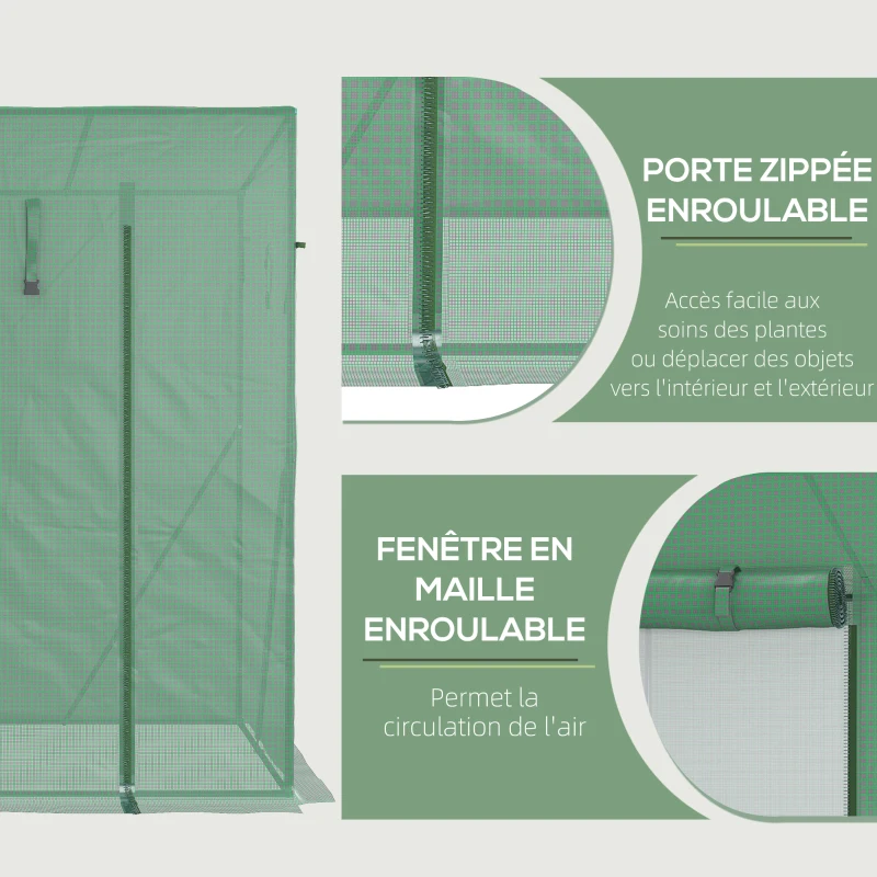 Outsunny Anti-UV Garden Greenhouse 2 Mesh Windows + Reinforcement Bars 200L x 77l x 169H cm Steel PE Green